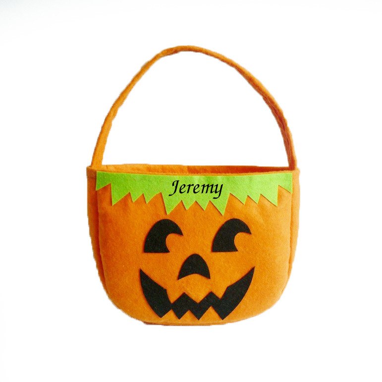 Round Pumpkin Green Top Felt Bucket